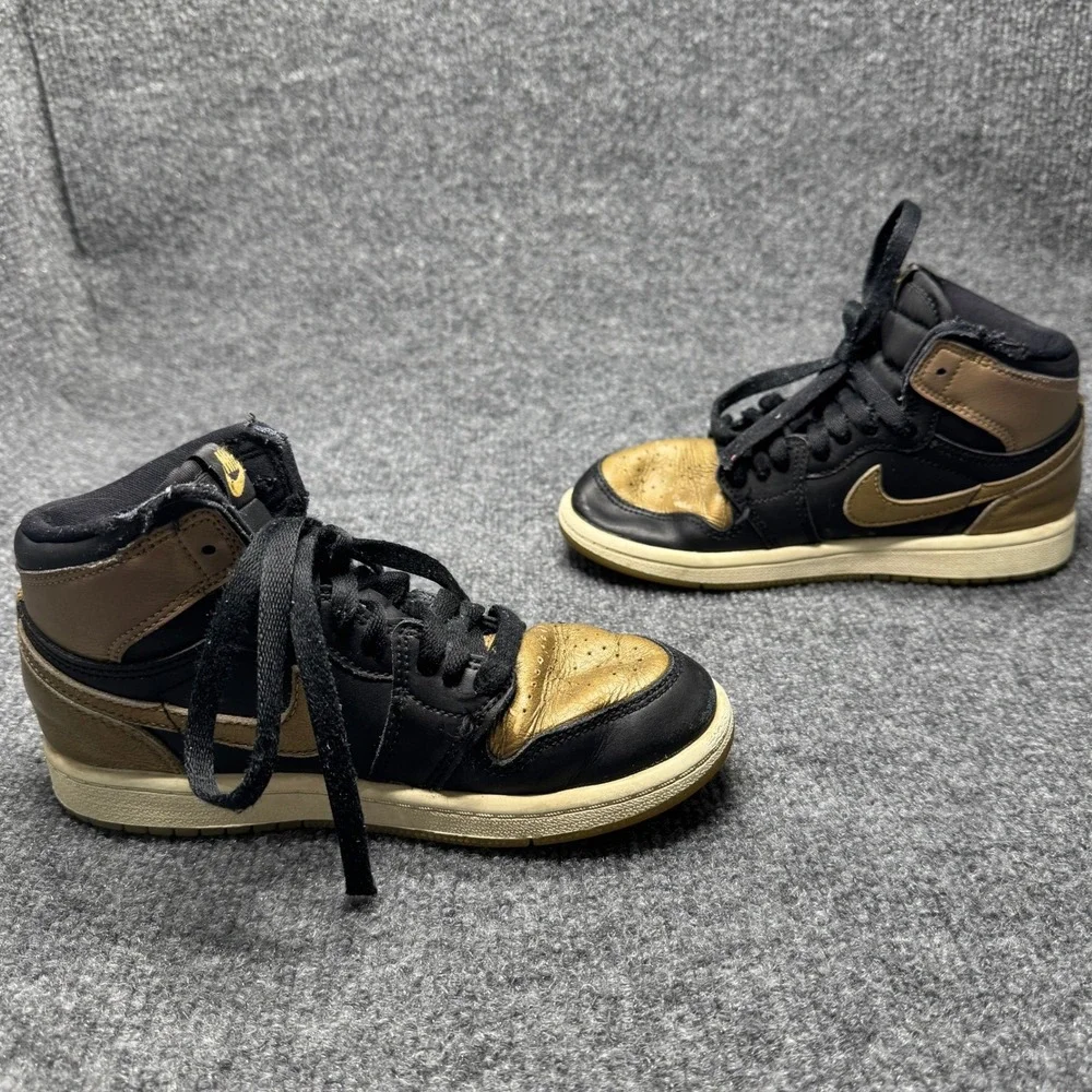 Jordan Air Jordan 1 Retro High OG Kids 1Y Black Gold Sneakers FD1412-071